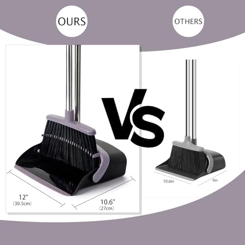 Broom and Dustpan Combo Set,55" Long Handle,Charcoal - Image 2