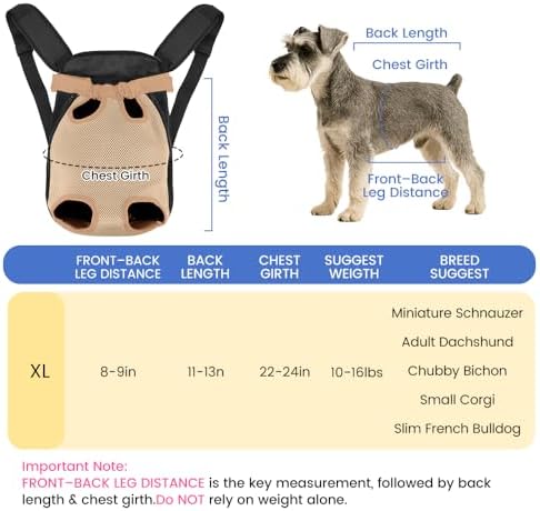 Mosago Dog Backpack Carrier, Front Chest Carrier for Small Dogs, Khaki, XL - Image 2