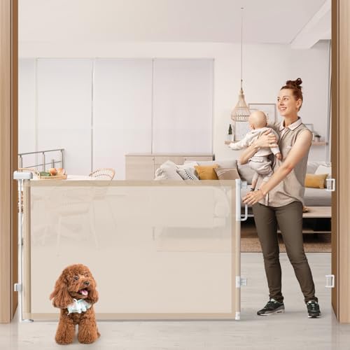 76" Retractable Baby Gates Extra Wide, Mesh Long Dog Gate for Deck by Cideny