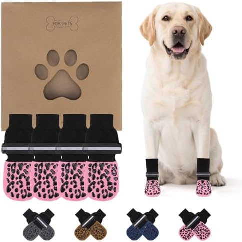 KOOLTAIL Anti Slip Dog Socks to Prevent Licking Paws,Dog Shoes for Hot Pavement, Reflective Traction Control Booties, Dogs Boots & Paw Protector for Hardwood Floors Small Medium Large Senior Dogs by KOOLTAIL