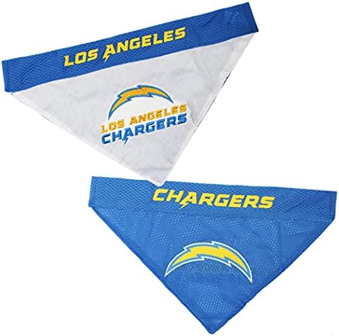 Pets First NFL DOG BANDANA - LOS ANGELES CHARGERS REVERSIBLE PET BANDANA. 2 Sided Sports Bandana with a PREMIUM Embroidery TEAM LOGO, Small/Medium. - 2 Sizes & 32 NFL Teams available by PETSFIRST