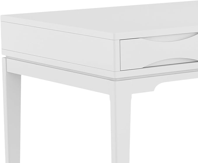 SIMPLIHOME Harper Desk - 60 Inch Wide Solid Wood Writing Desk in White, Mid-Century Modern Home Office Computer Table for Workspace or Study with 2 Drawers and Flip-Down Keyboard Tray - Image 6