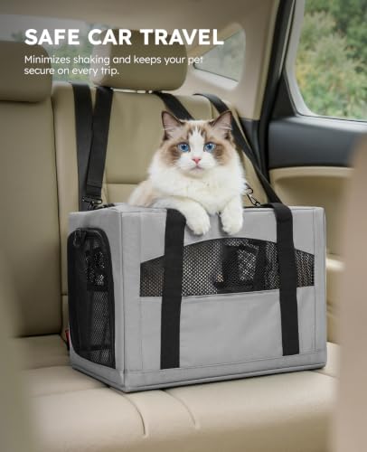 Pecute Cat Carrier Stable, Pet Carrier with Privacy Partition,Gray - Image 6