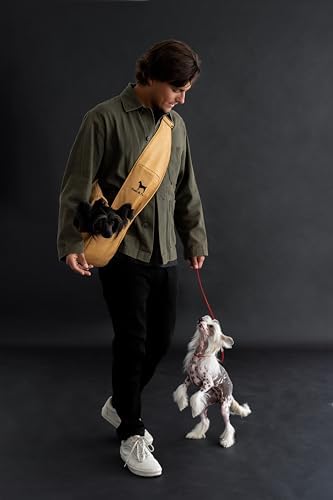 Noah & Paw Dog Sling Carrier for Small Dogs 5-18lb, Cat Carrier, Pet Sling with Adjustable Padded Strap, Vegan Leather Lined with Fur, 3X Safety Feature, Machine Washable - Image 3