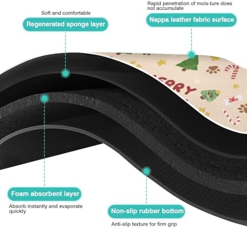 Christmas Dog Food & Water Mat, Paw Prints Santa Claus Snowman Xmas Pet Feeding Mat for Floor Non-Slip Waterproof, Super Absorbent Cat Bowl Mat, Easy to Clean Pet Placemat,12" × 20" - Image 6
