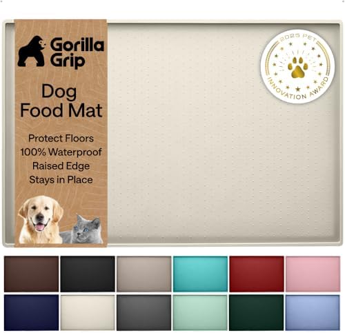 GORILLA GRIP Dog Food Mat, 100% Waterproof Silicone, 32x24 Cream by GorillaGrip