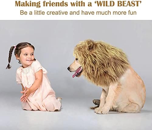 Onmygogo Lion Mane Wig for Dogs with Ears, Funny Pet Costumes for Halloween Christmas - Image 5