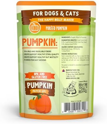 Weruva Pumpkin Patch Up!, Pumpkin Puree Pet Food Supplement for Dogs & Cats, 2.80oz Pouch (Pack of 12) - Image 3