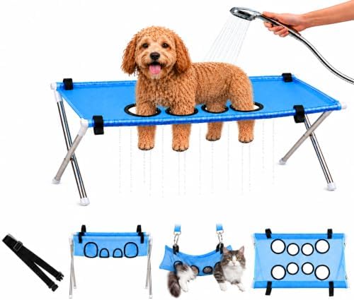 Dog Grooming Hammock with Foldable Stand Pet Bathing Harness Washing Station for Dogs and Cats by Unknown