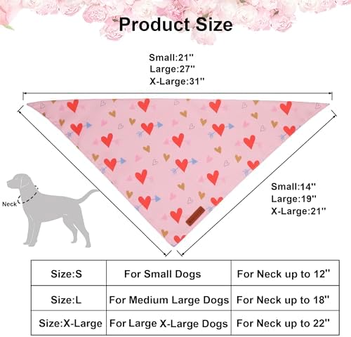 ADOGGYGO Valentine Dog Bandana, Blue Pink Heart Pet Scarf, Premium Durable Fabric, Adjustable Fit Pet Valentine Bandanas for Small Dogs Puppies (Small) - Image 4