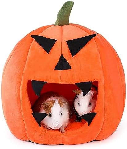 Guinea Pig Hideout - Guinea Pig Bed, Halloween Style Small Pet Hides, Ideal Bed for Small Pets, Pumpkin Shape, Orange by ONEJU