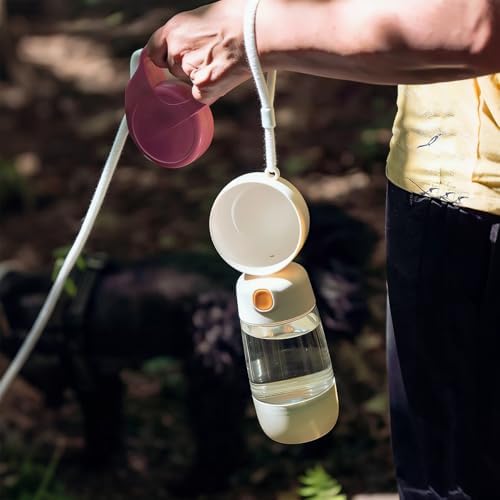 Portable Dog Water Bottle with Food Container 2 in 1(13.5oz White) - Image 7