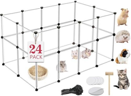 VISCOO 24 Panels Small Animals Playpen,48"x24"x28" Transparent Pet Playpen by VISCOO