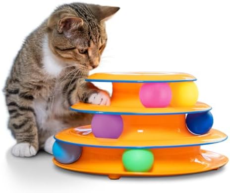 Catstages Tower of Tracks Interactive Cat Toy, 6 Spinning Balls, 10" x 5.3" by Catstages
