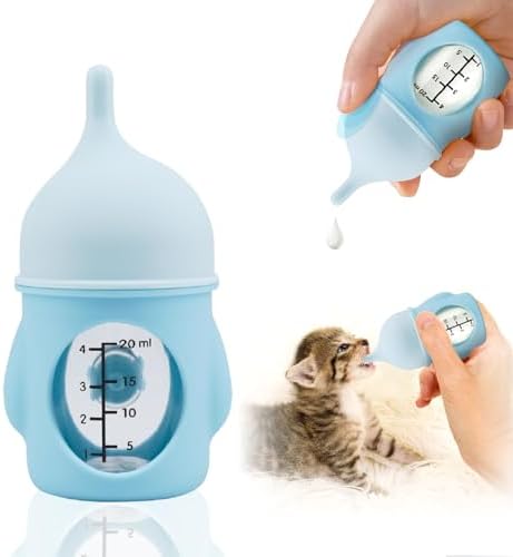 Ergonomic Pet Nursing Bottle,Puppy Bottles for Nursing Puppy Milk - 20ml Slow Flow Kitten Bottle Feeding kit for Newborn Kittens/Puppies/Small Animals, Easy-Clean Silicone Feeder (‌Blue‌) by Unknown