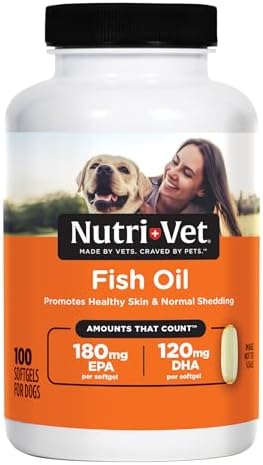 Nutri-Vet Fish Oil for Dogs, Omega 3 Skin Support, EPA & DHA, 100 Count by Nutri-Vet
