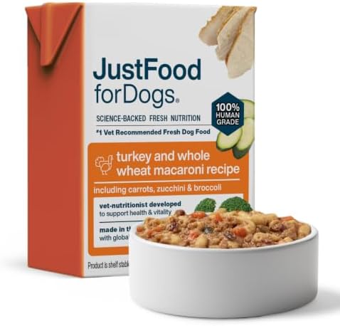 JustFoodForDogs Pantry Fresh Wet Dog Food Complete Meal or Dog Food Topper, Turkey & Whole Wheat Macaroni Human Grade Dog Food Recipe - 12.5 oz (Pack of 12) by JustFoodForDogs