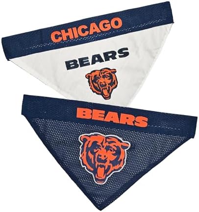 NFL DOG BANDANA - CHICAGO BEARS REVERSIBLE PET BANDANA. 2 Sided Sports Bandana with a PREMIUM Embroidery TEAM LOGO, Large/X-Large. - 2 Sizes & 32 NFL Teams available by PETSFIRST