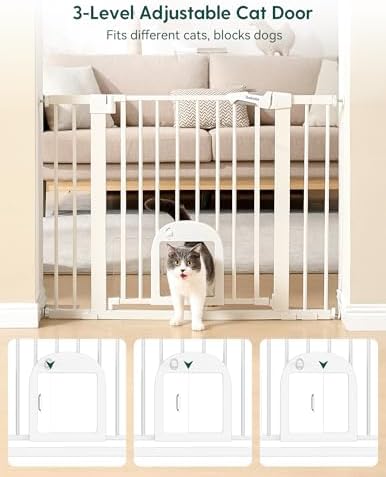Babelio 36" Tall Pet Gate with Cat Door, CatPrivilege III, 29-43" - Image 3