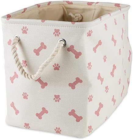 Bone Dry Pet Storage Collection Paw and Bone Print, Medium Rectangle, 16x10x12, Rose - Image 2