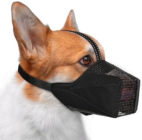 Dog Muzzle, Adjustable Soft Mesh Muzzle Anti-Biting, Chewing, Scavenging by Pawfun