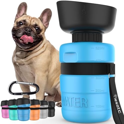 lesotc Dog Water Bottle, Portable Water Dispenser with Bowl, Leak Proof Pet Travel Squeeze Bottle, Puppy Essentials Dog Stuff Accessories for Outdoor Walking, Hiking, Camping by lesotcbrand