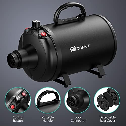 Pet Dryer, 5.2HP/3800W Pet Grooming Dryer with Adjustable Speed and Temperature Control Dog Blow Dryer, Pet Hair Dryer with 3 Nozzle - Image 5