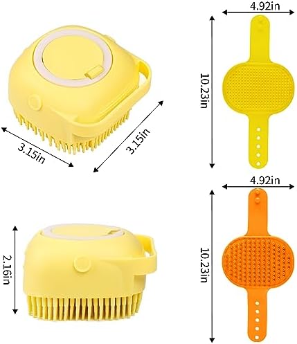 Comotech 6PCS Dog Bath Brush & Dog Toothbrush | Adjustable Handle Shampoo Brush & Scrubber for Short & Long Haired Dogs & Cats | Effectively Solve Odor & Stain Removal Problems (Orange Yellow Yellow) - Image 6