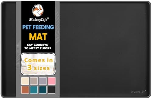 MateeyLife Silicone Cat & Dog Food Mat for Floors Waterproof, Anti-Slip Dog Bowl Mats for Food and Water, Pet Feeding Mats with Lip to Prevent Spills, Pet Placemat for Messy Drinkers to Protect Floors by MateeyLife