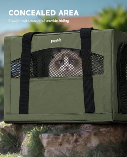 Pecute Cat Carrier Stable, Pet Carrier with Privacy Partition,Green - Image 4