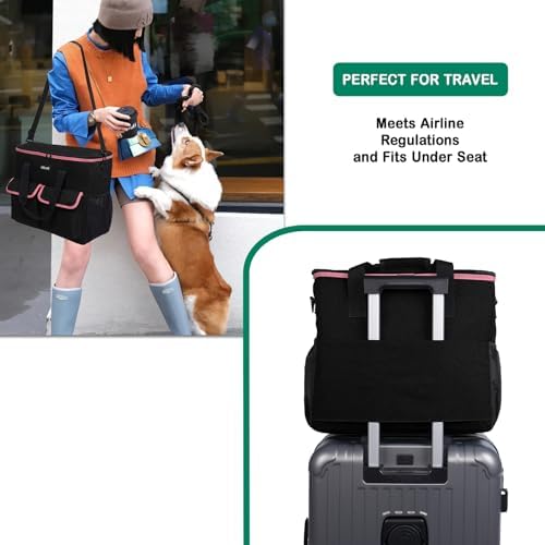 Dog Travel Bag - Dog Travel Kit for a Weekend Away Set Includes Pet Travel Bag Organizer for Accessories, 2 Collapsible Bowls, 2 Travel Food Container - Image 6