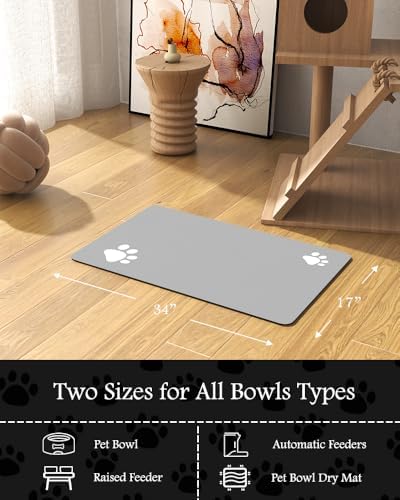 Pet Feeding Mat-Absorbent Dog Mat for Food and Water Bowl-No Stains Quick Dry Dog Water Dispenser Mat（LIGHTGREY,17"x34" - Image 7