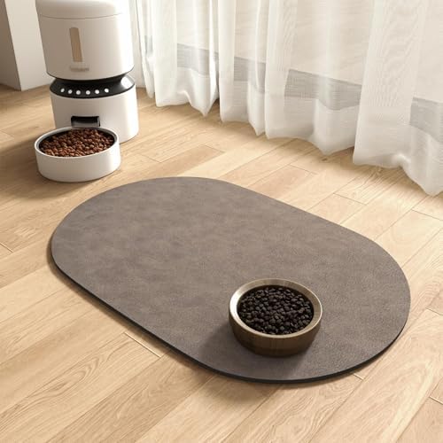 MontVoo Absorbent Dog Food Mat-Dog Mat for Food and Water Bowl | Quick Dry Pet Dish Mat, No Stains & Easy Clean Cat Rug for Messy Drinkers Cat Accessories Pet Supplies, 16"x24", Brown by MontVoo