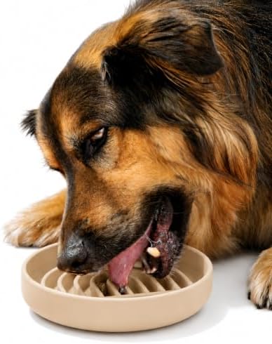 Slow Feeder Dog Bowl - Silicone Dog Bowl, Medium, 7.5" x 1.5" - Tan by ShouldWeGo