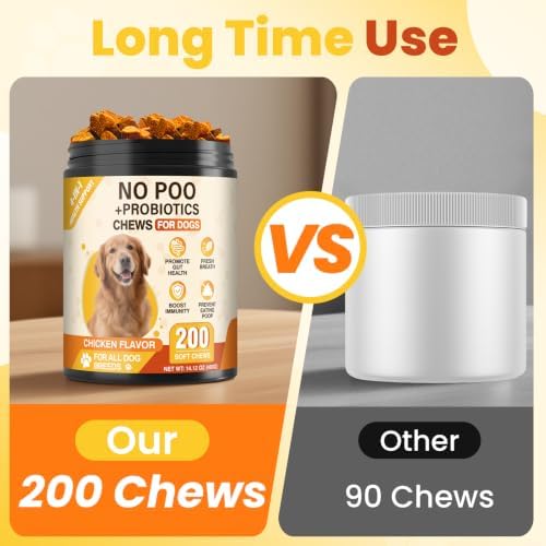 No Poo Coprophagia Chews for Dogs 200 ct Probiotics Stop Eat Stool-Chicken - Image 6