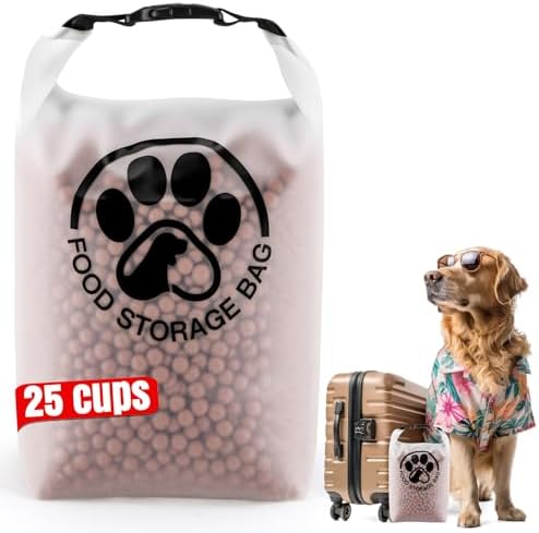 25 Cups Pet Food Storage Bag for Travel - Transparent Leak-Proof Dog Food Container with Roll-Top Closure, Keeps Kibble Fresh for Camping Trip, Dog Boarding, Weekend Getaways by Aosnare