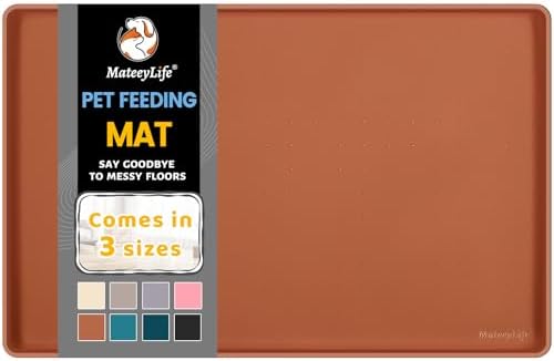 MateeyLife Silicone Cat & Dog Food Mat for Floors Waterproof, Anti-Slip Dog Bowl Mats for Food and Water, Pet Feeding Mats with Lip to Prevent Spills, Pet Placemat for Messy Drinkers to Protect Floors by MateeyLife