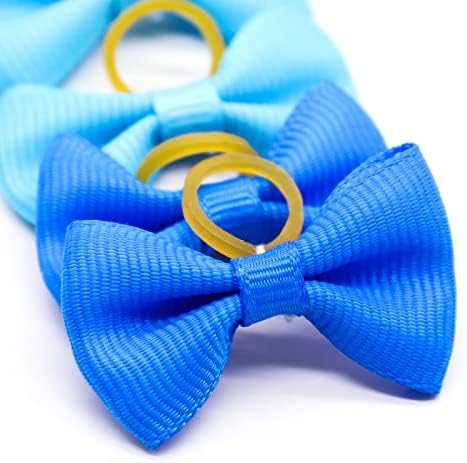 20Pcs/10 Pairs Solid Color Yorkie Dog Puppy Hair Bows with Rubber Bands Hair Accessories Bow Pet Grooming Cute Pet Small Hair Bowknot (Solid Color) - Image 5