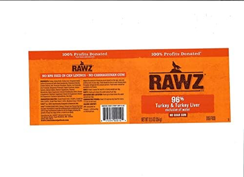 Rawz 96% Meat Canned Wet Food for Dogs 12 Pack/ 12.5 oz. Cans (Turkey/Turkey Liver) - Image 5