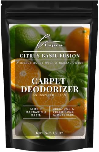 Lapew Citrus Basil Carpet Deodorizer Powder - Pet Safe Freshener for Vacuuming | Scented Odor Eliminator for Home | 16 oz by Lapew