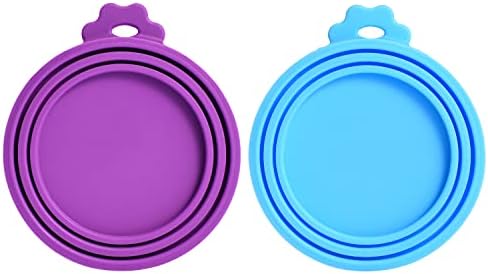 Comtim Pet Food Can Cover Silicone Can Lids for Dog and Cat Food(Universal Size,One fit 3 Standard Size Food Cans) (Blue/Purple) by COMTIM