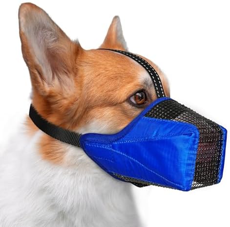 Dog Muzzle, Adjustable Soft Mesh Muzzle Anti-Biting, Chewing, Scavenging by Pawfun