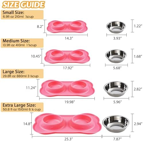 Hubulk Pet Dog Bowls 2 Stainless Steel Dog Bowl with No Spill Non-Skid Silicone Mat + Pet Food Scoop Water and Food Feeder Bowls for Feeding Small Medium Large Dogs Cats Puppies (M, Pink) - Image 4