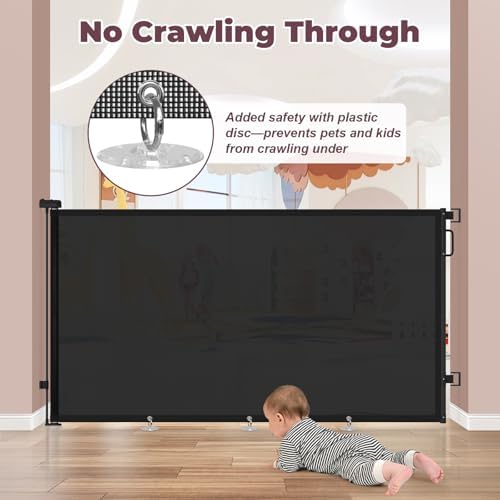 42" Extra Tall Retractable Baby Gates, 76" Wide Dog Gate for Stairs - Image 6