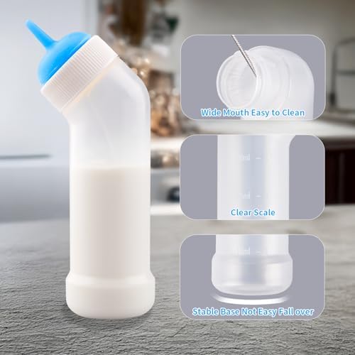 Pet Nursing Bottle for Newborn Animals,Kitten Bottle Feeding Kit Silicone Nipple for Kittens Puppys Rabbits Squirrel (Blue, Medium) - Image 6