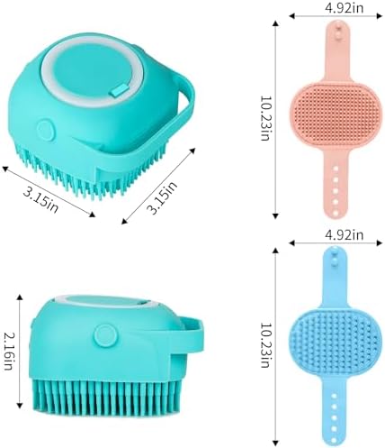 Comotech 6PCS Dog Bath Brush & Dog Toothbrush | Adjustable Handle Shampoo Brush & Scrubber for Short & Long Haired Dogs & Cats | Effectively Solve Odor & Stain Removal Problems (Blue Red Blue) - Image 6