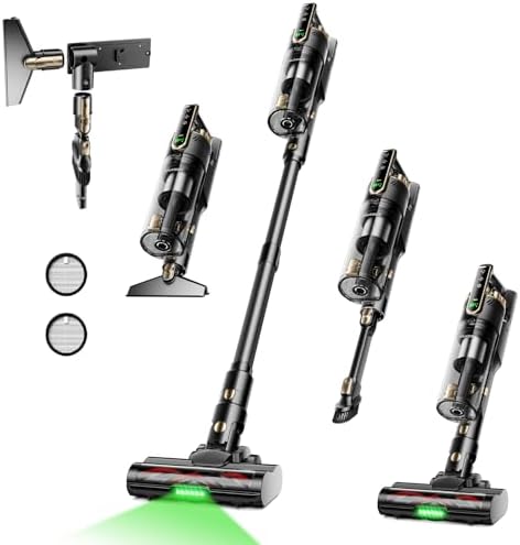 Trucozie Cordless Vacuum Cleaner, Self-Standing Lightweight Stick Vacuum with 50 mins Runtime, Powerful Suction, Anti-Tangle Wireless Vacuum for Home, Hardwood Floor, Carpet, Pet Hair, Black by TrucozieHome