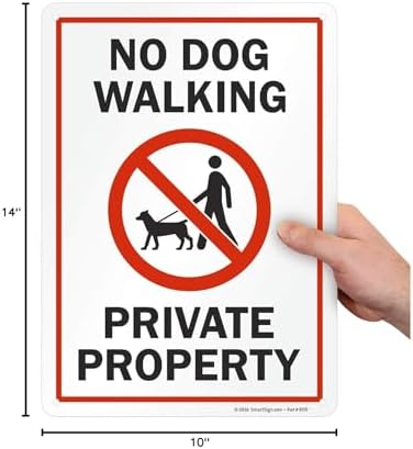 SmartSign "No Dog Walking - Private Property" Sign | 10" x 14" Plastic - Image 6
