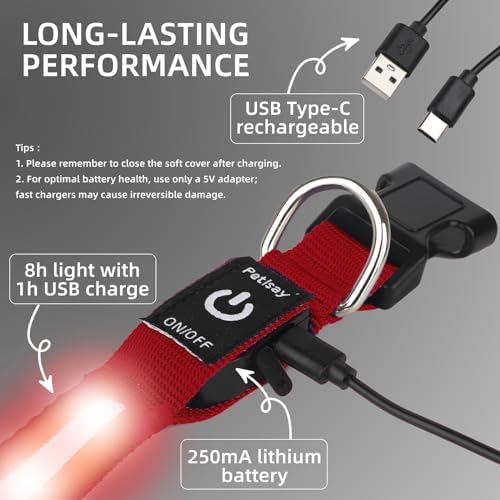Super Bright LED Dog Collar, Waterproof Light up Collars(Red, S) - Image 7