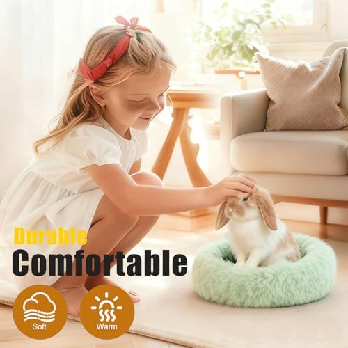 Bunny Rabbit Hideout Bed Small Animal Bedding Donut-Shaped Burrowing Pet Bed Soft and Warm Hideaway with Spandex and Fleece Bottoms Cozy Carrier, Cage Accessories - Image 4